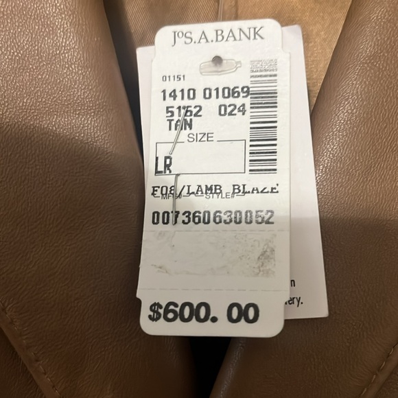 New Brown “Butter Leather” JoS. A. Bank Sport Jacket Size Large. New. - Picture 2 of 6